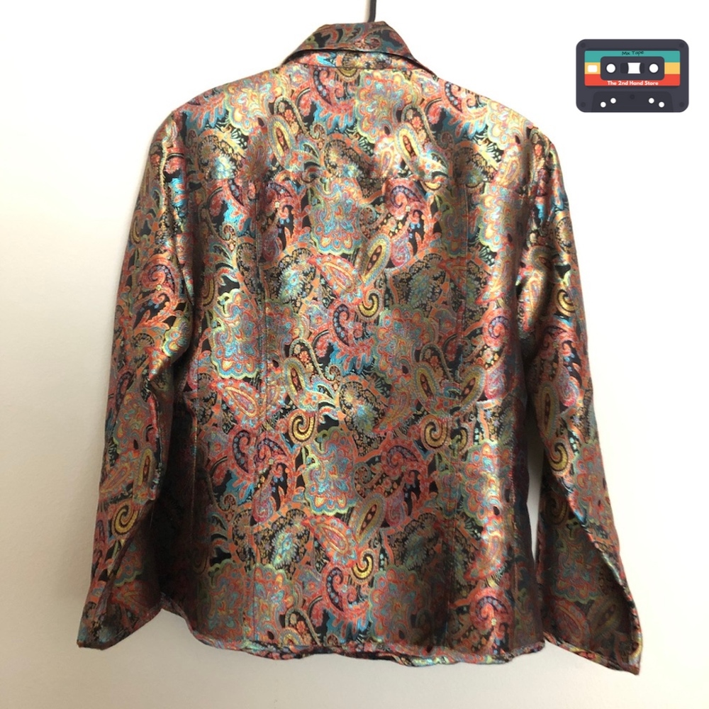 Chicos Blouse Button Abstract Multicolor Size 1 - Picture 2 of 5